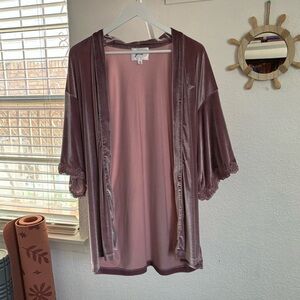 Vintage Guess Pink Velvet Kimono Coquette Girly Robe Duster